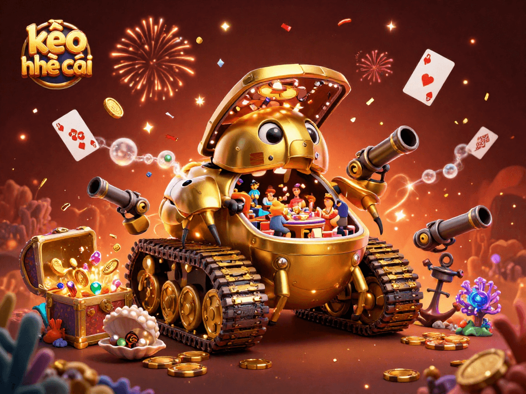 Engage with kèo nhà cái in this vibrant 3D casino illustration showcasing lively gambling elements.