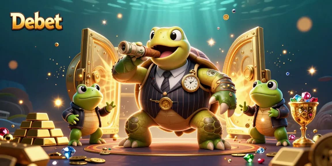 Engage in thrilling gameplay with Debet, featuring a vibrant 3D casino scene with character dynamics.