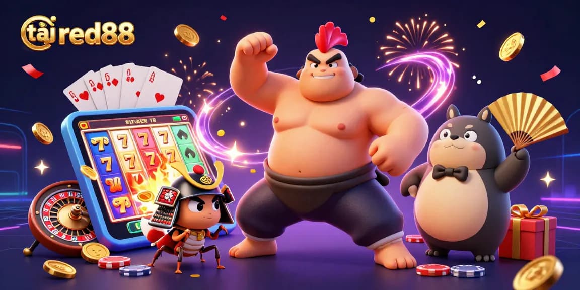 Engage with the exciting atmosphere at tại red88 featuring vibrant characters and casino elements.