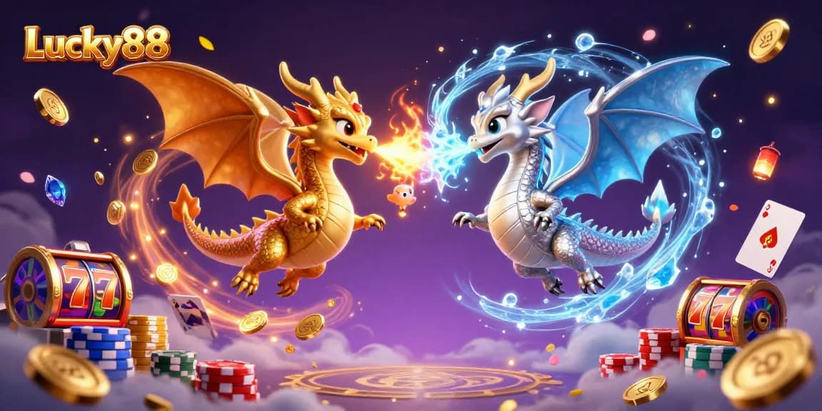 Win big with Lucky88 on a vibrant 3D casino scene featuring dynamic slot elements.