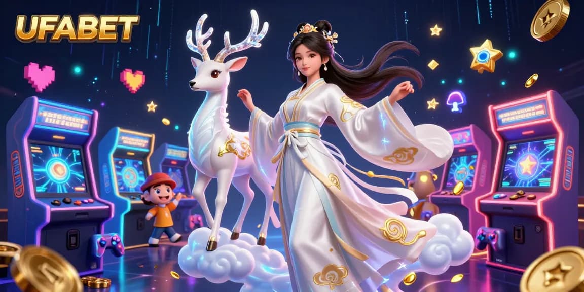 Experience vibrant gaming at UFABET with stunning visuals and dynamic gameplay in this 3D casino illustration.