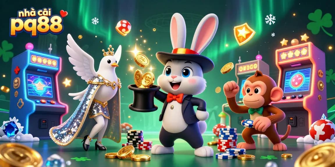 Experience the vibrant thrills of nhà cái pq88 as magical characters interact in a colorful casino landscape.