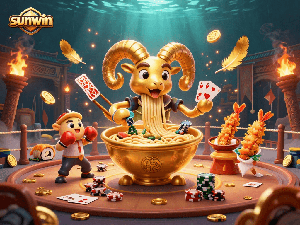 Experience excitement with sunwin's lively casino scene featuring dynamic characters and rich visuals.