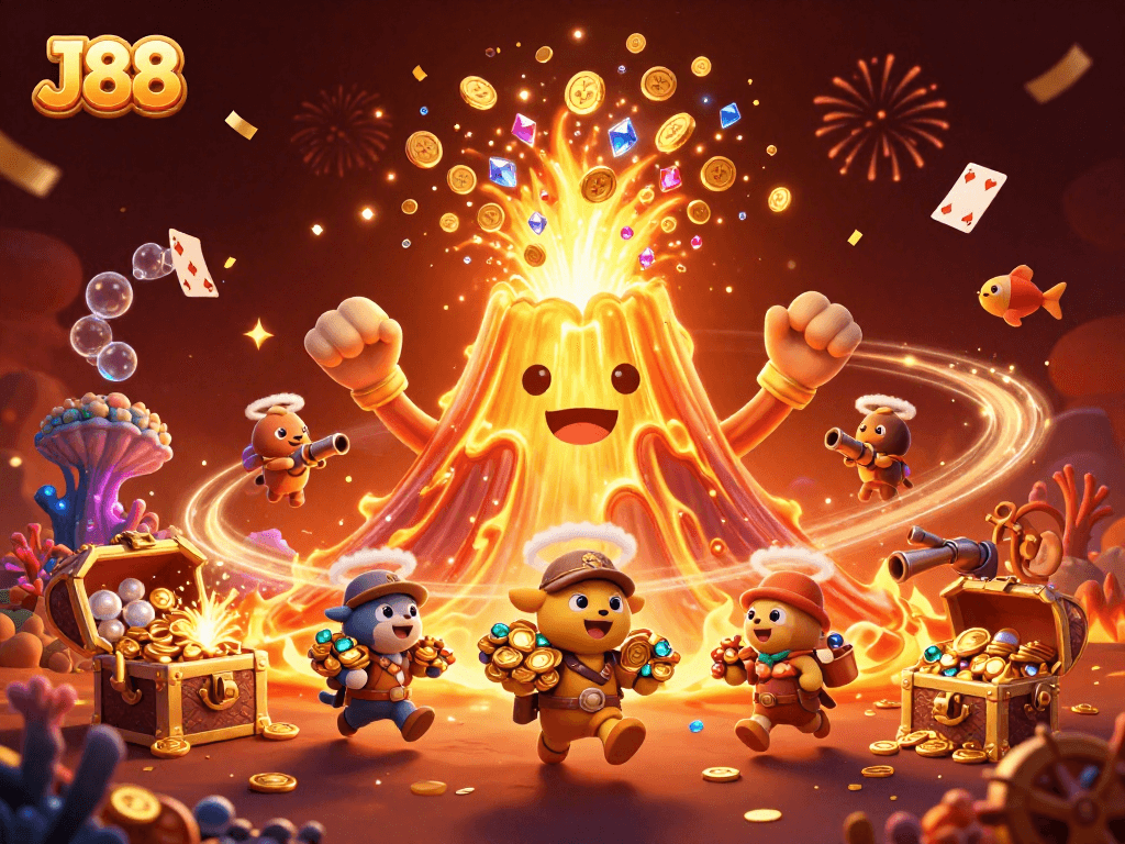 Unleash winning strategies with J88's vibrant 3D casino adventure filled with treasures and games.
