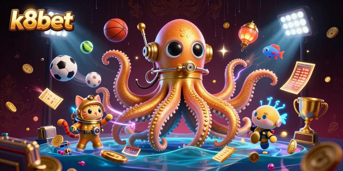 Experience thrilling gambling action with k8bet as a colossal kraken and diving cat gather for a dynamic adventure.