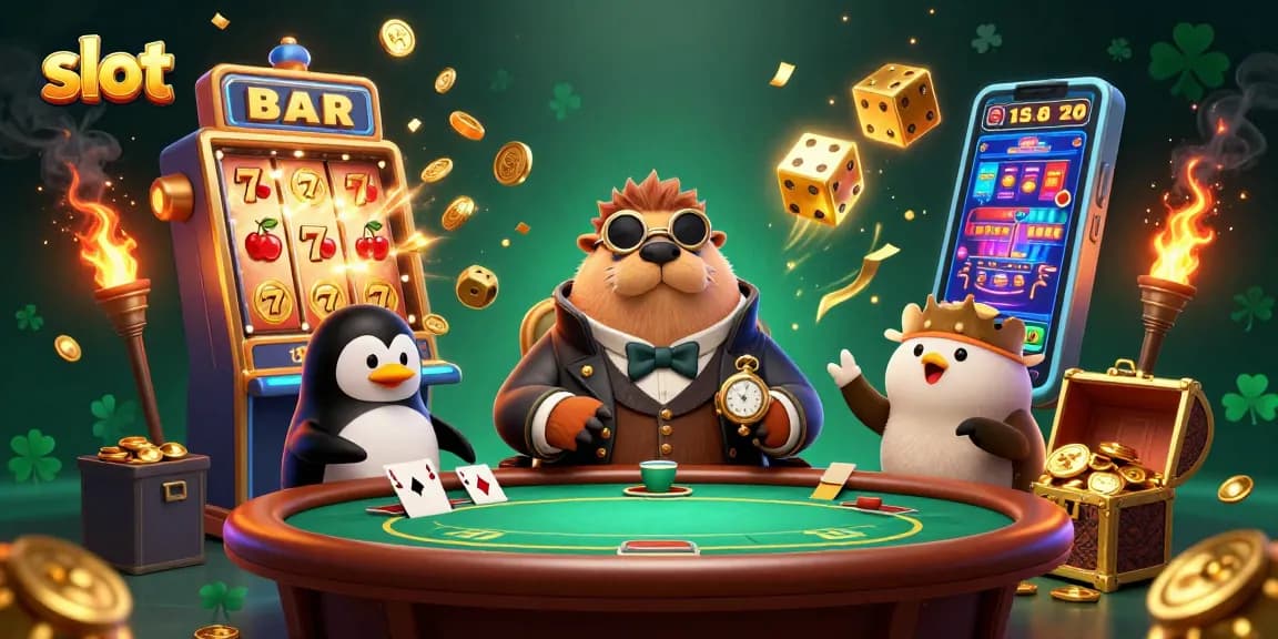 Experience the thrill of slot gaming with a vibrant underwater casino scene featuring clever characters.