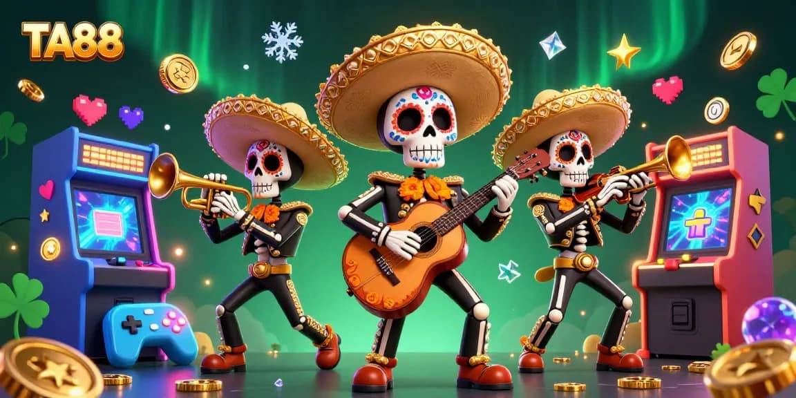Bet on TA88 with a lively mariachi band in a vibrant casino-themed scene.