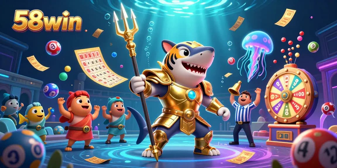 Engage in exciting gameplay at 58win with vibrant lottery elements and dynamic casino characters.