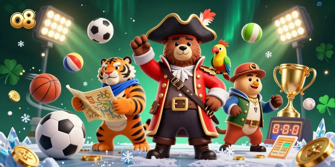 Experience the thrill of sports betting with o8's colorful 3D characters and dynamic elements.