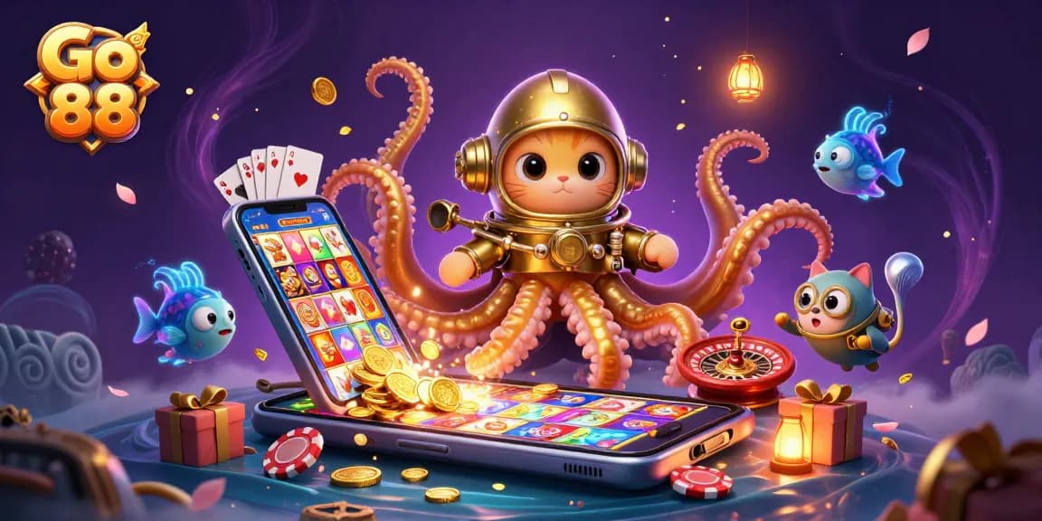 Experience thrilling gameplay at Go 88 with vibrant 3D cartoon characters and dynamic casino elements.