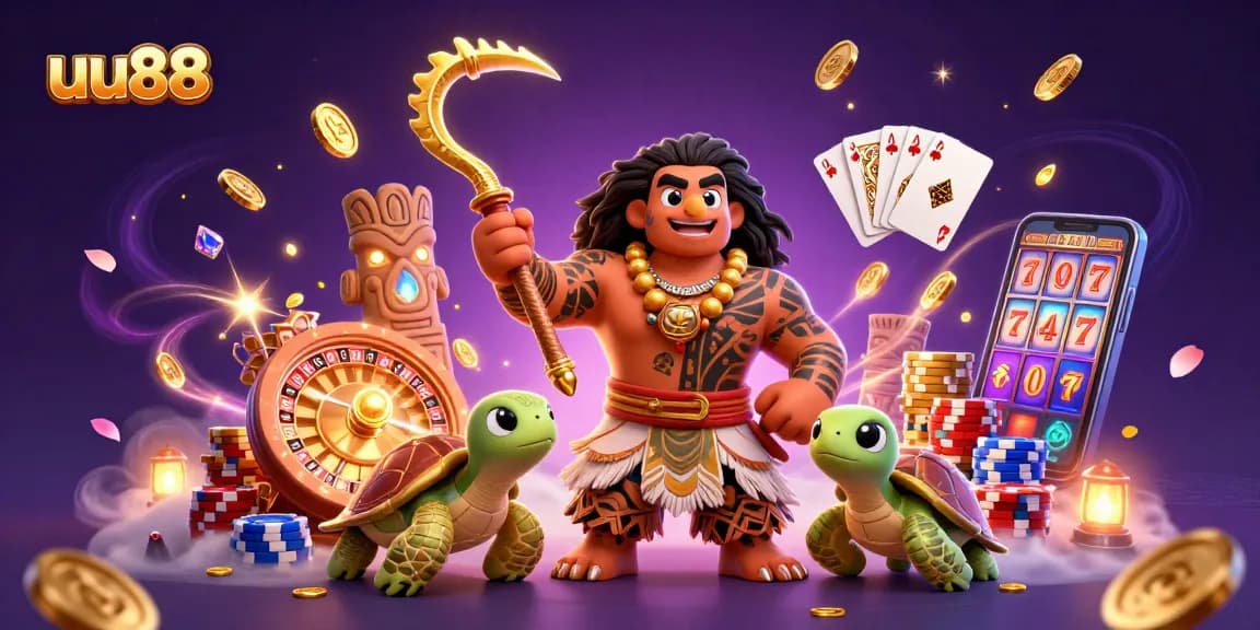 Win big with uu88 in this vibrant 3D casino scene featuring exciting gameplay elements.