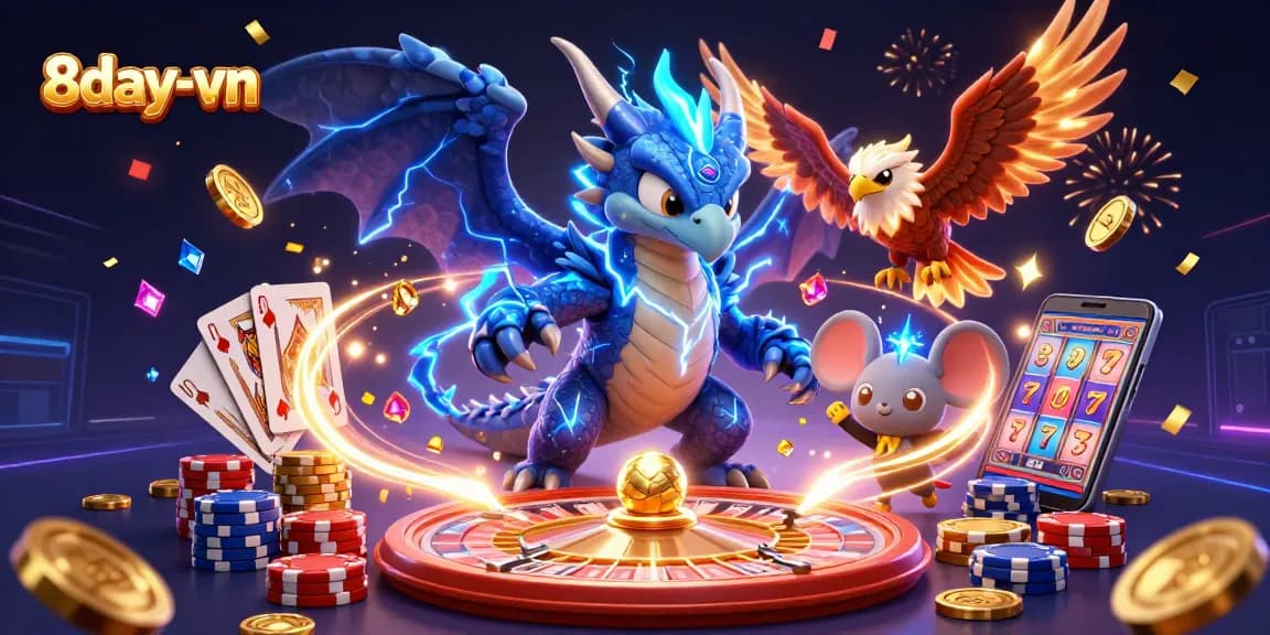 Experience winning at 8day-vn with thrilling reactions to jackpots and vibrant casino elements!