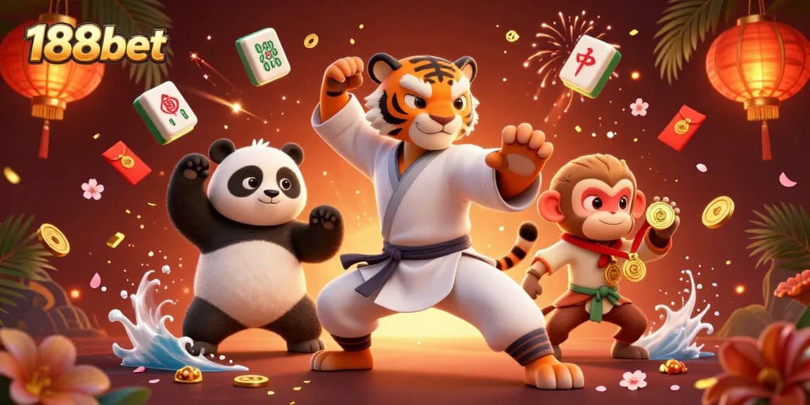 Engage with 188bet’s exciting casino features alongside a kung fu tiger master and friends.