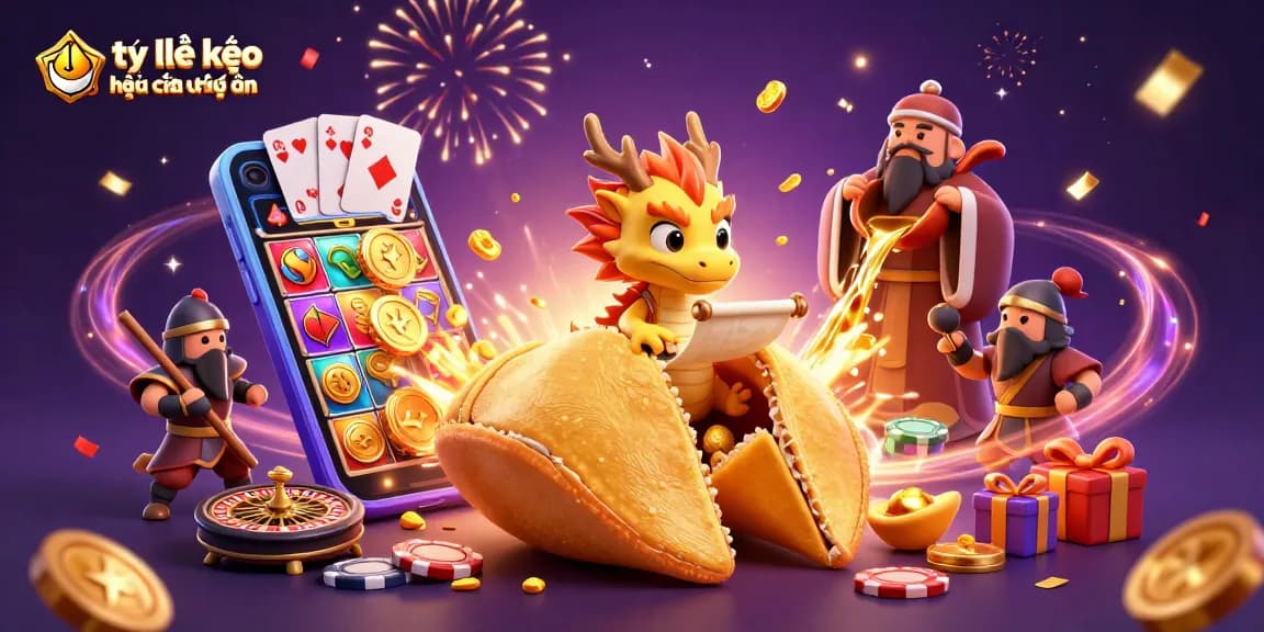 Experience the excitement of tỷ lệ kèo nhà cái trực tuyến with vivid 3D illustrations of casino-themed characters and elements.