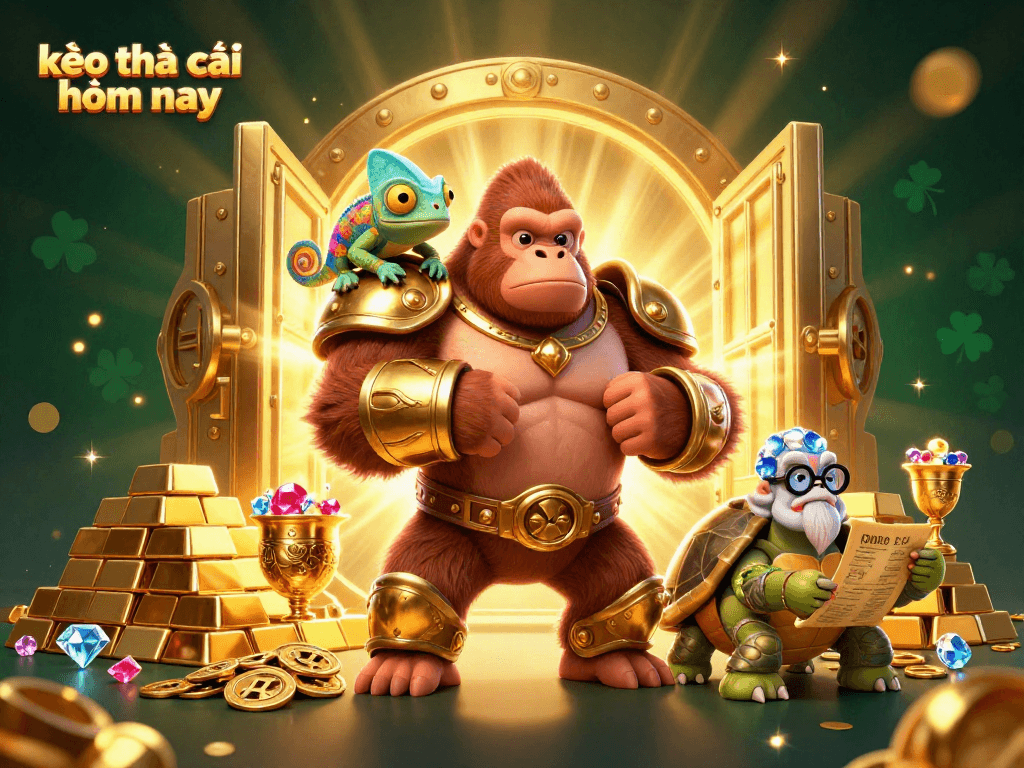 Bet on kèo nhà cái hôm nay while enjoying a vibrant 3D casino scene filled with treasures.