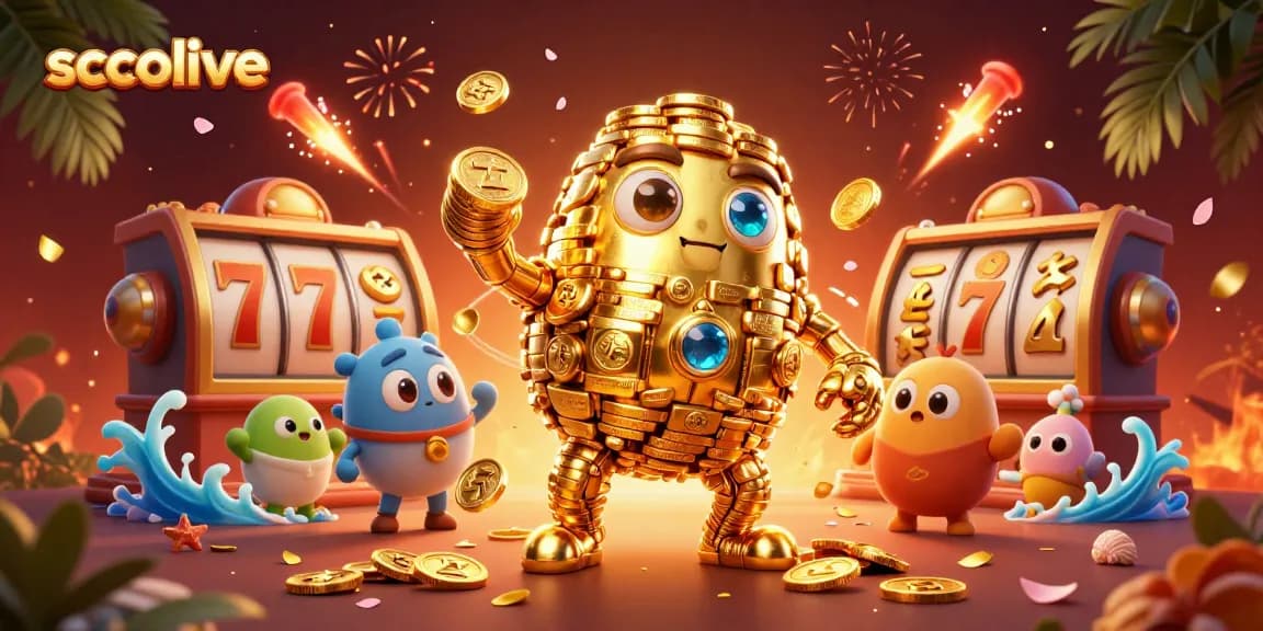Socolive showcases a golden golem amidst vibrant slot reels, highlighting exciting betting strategies and casino games.