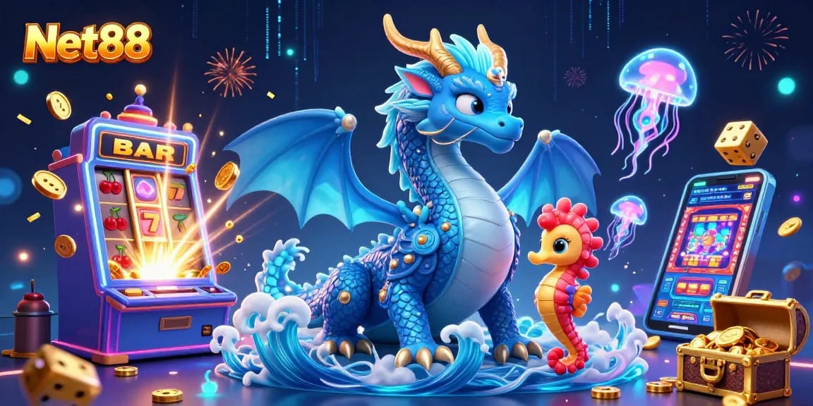 Play slots with Net88 and win big, featuring vibrant characters and dynamic gaming elements.