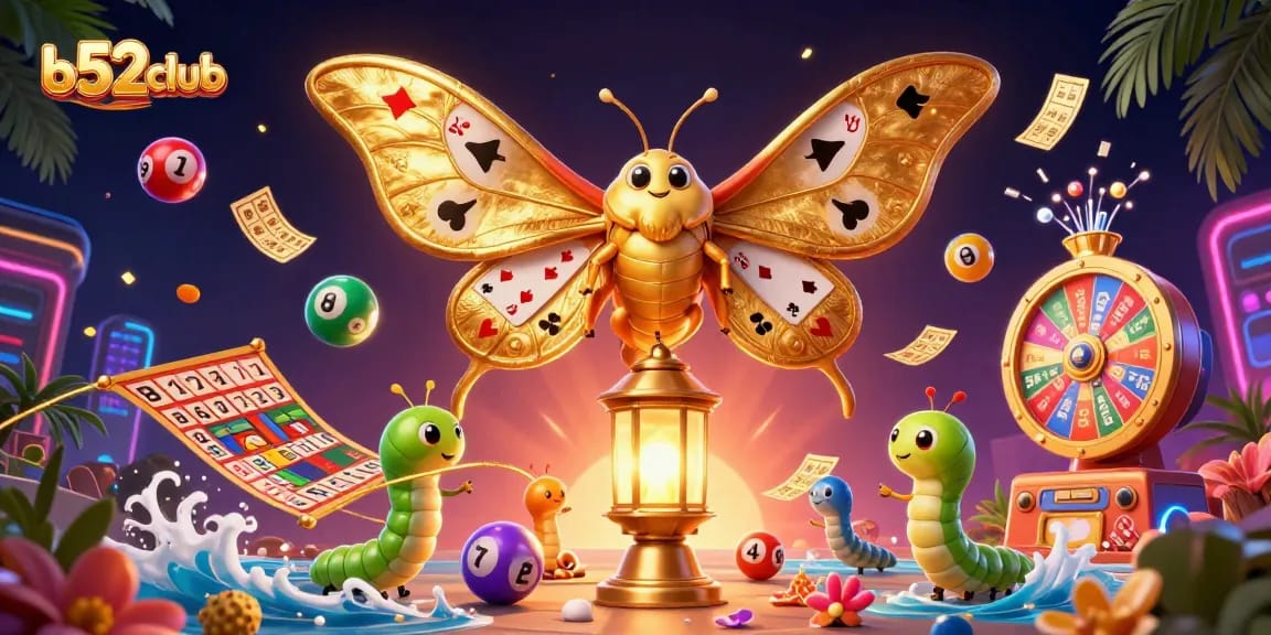 Experience exciting gameplay at b52club with vibrant lottery and casino elements in a dynamic illustration.