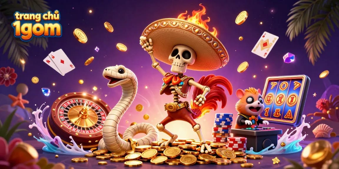 Experience the excitement of trang chủ 1gom with a vibrant scene of a mariachi rooster and thrilling game elements.