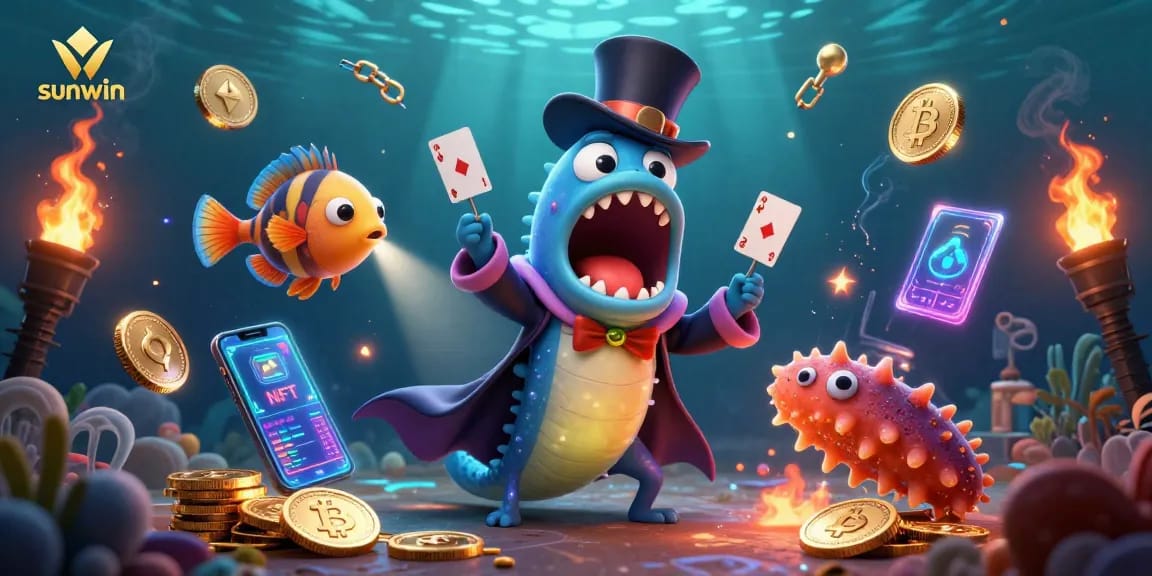 Engage in thrilling action at Sunwin with a vibrant underwater casino scene featuring fantastical sea creatures.
