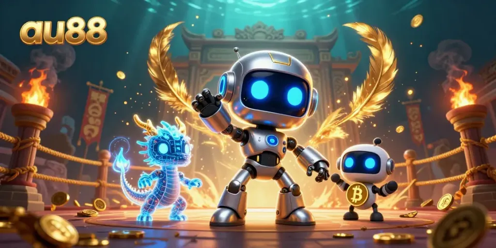 Experience thrilling gaming action with au88 featuring vibrant characters and dynamic casino elements.