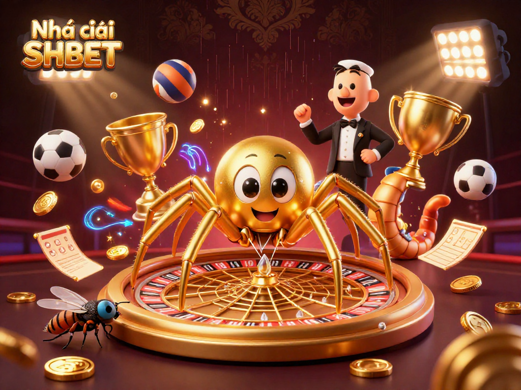 Bet on Nhà cái SHBET with thrilling golden spider and sports elements in dynamic casino scene.