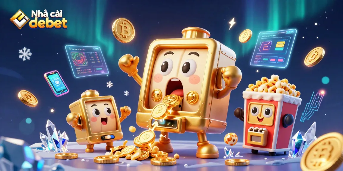 Experience the thrill of winning at Nhà cái Debet with a vibrant 3D casino illustration showcasing exciting gameplay and jackpots.