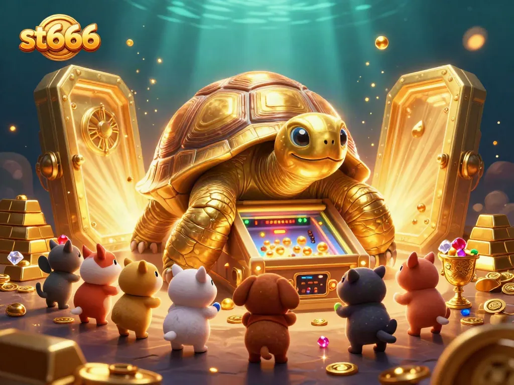Experience st666 action with vibrant casino elements surrounding a captivating tortoise-themed game scene.