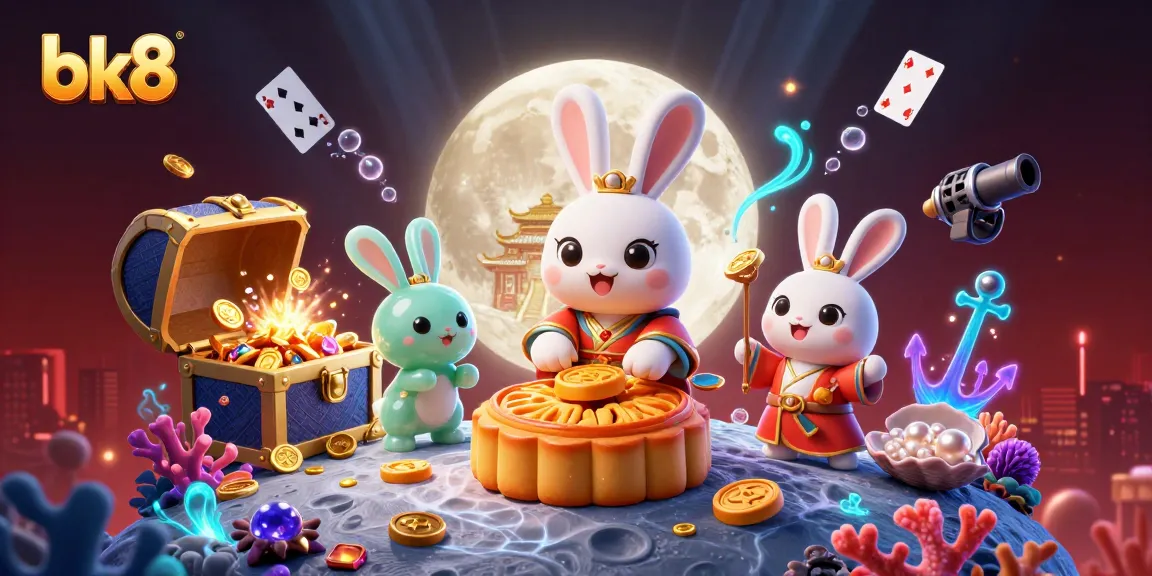 Engage with bk8’s vibrant casino experience through a fantastical moon scene with gaming elements.