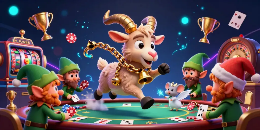 Experience thrilling bets at JUN88's dynamic holiday-horror casino with cartoon characters and vibrant game elements.