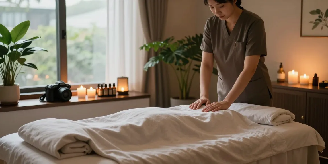 서울출장마사지 therapy scene with calming ambiance and professional setup.