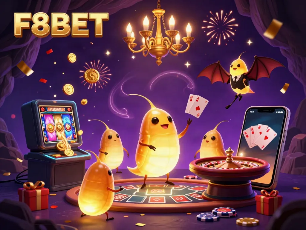 Experience thrilling gameplay at F8BET with vibrant slot reels and dynamic casino elements.