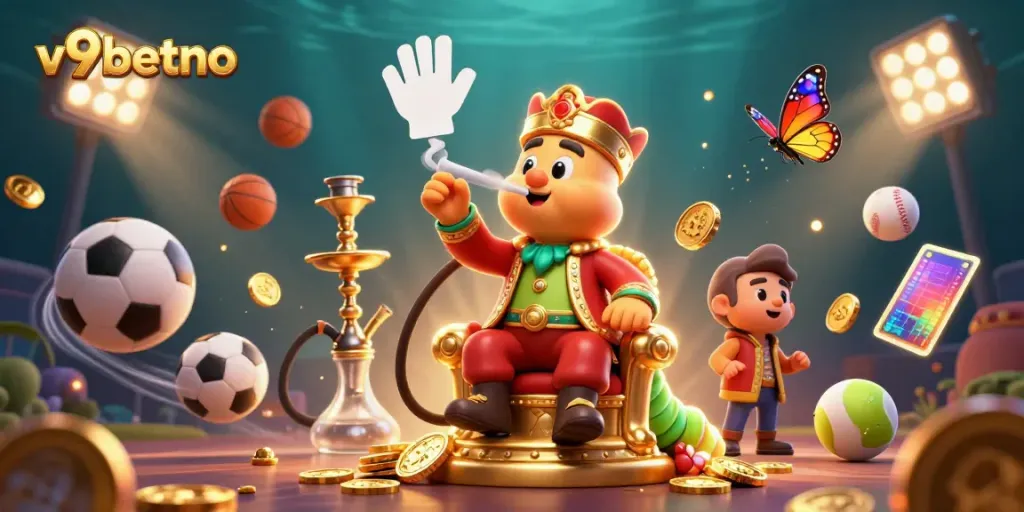 Experience the excitement of v9betno with a vibrant scene showcasing dynamic gambling elements and characters.
