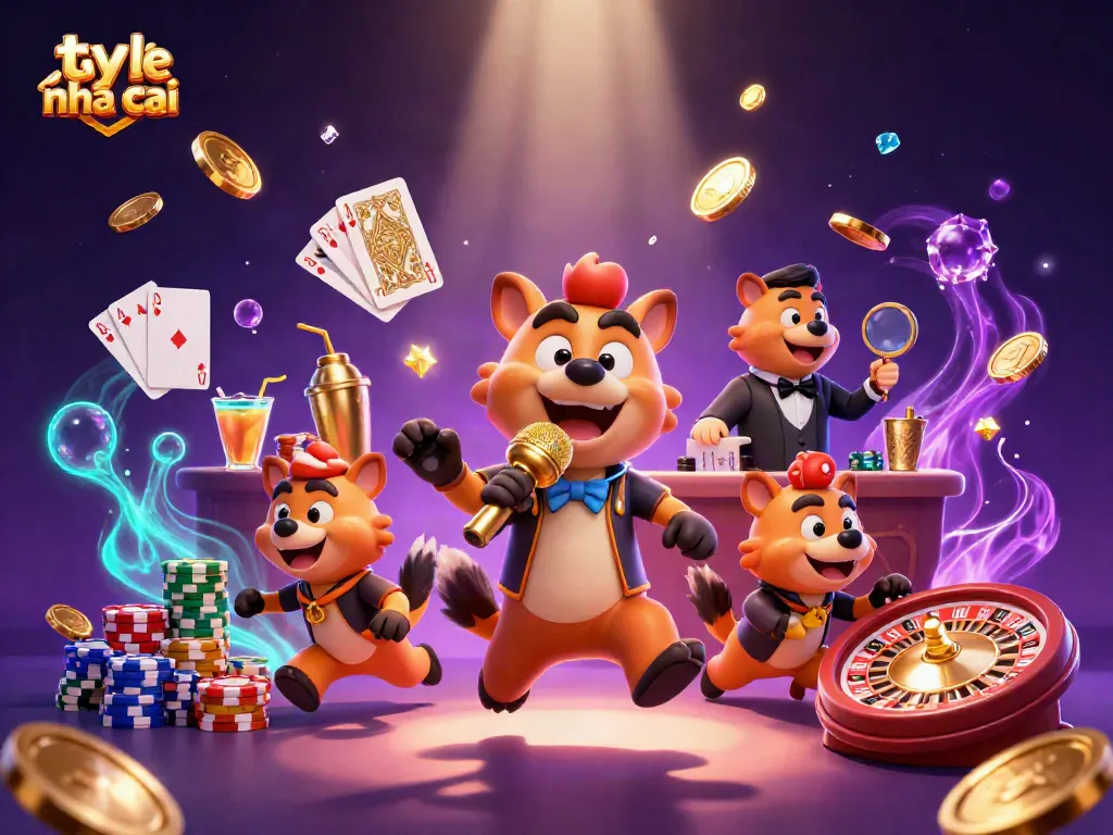Engage with ty le nha cai at a vibrant casino scene featuring hyenas in a comedy setup.